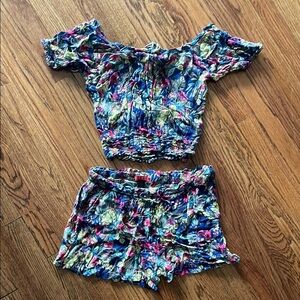 Floral Off-Shoulder Top and Shorts Set